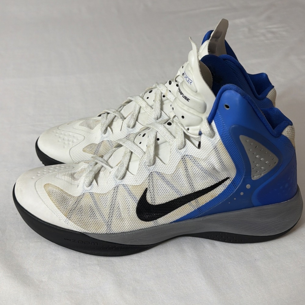 Nike Zoom Men's Hyperenforcer Flywire Hyperfuse Basketball Shoes White Blue Sz 9